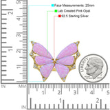Butterfly Petite Dainty Thumb Ring Lab Created Opal Statement Fashion Ring 925 Sterling Silver