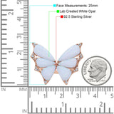 Butterfly Petite Dainty Thumb Ring Lab Created Opal Statement Fashion Ring 925 Sterling Silver