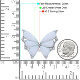 Butterfly Petite Dainty Thumb Ring Lab Created Opal Statement Fashion Ring 925 Sterling Silver