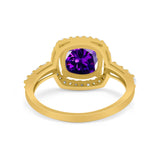 Art Deco Cushion Cut Engagement Ring Simulated Cubic Zirconia 925 Sterling Silver