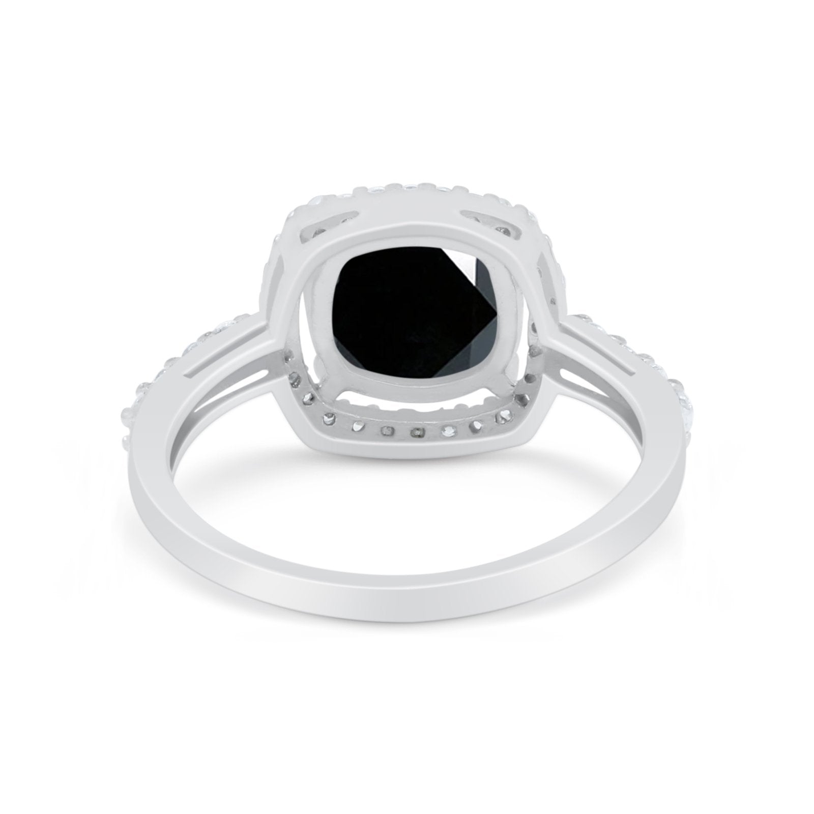 Art Deco Cushion Cut Engagement Ring Simulated Cubic Zirconia 925 Sterling Silver