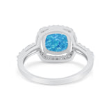 Art Deco Cushion Cut Engagement Ring Simulated Cubic Zirconia 925 Sterling Silver