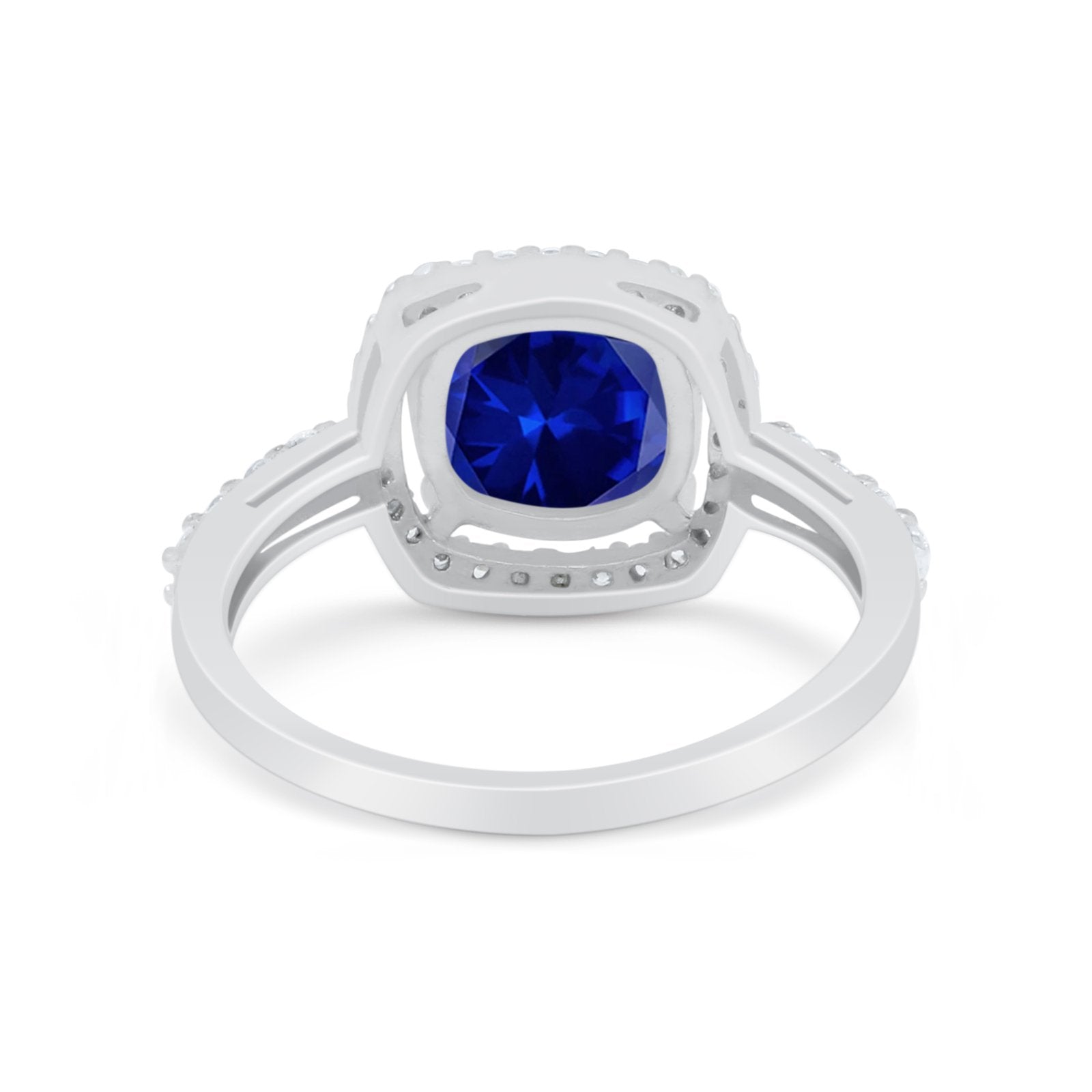 Art Deco Cushion Cut Engagement Ring Simulated Cubic Zirconia 925 Sterling Silver
