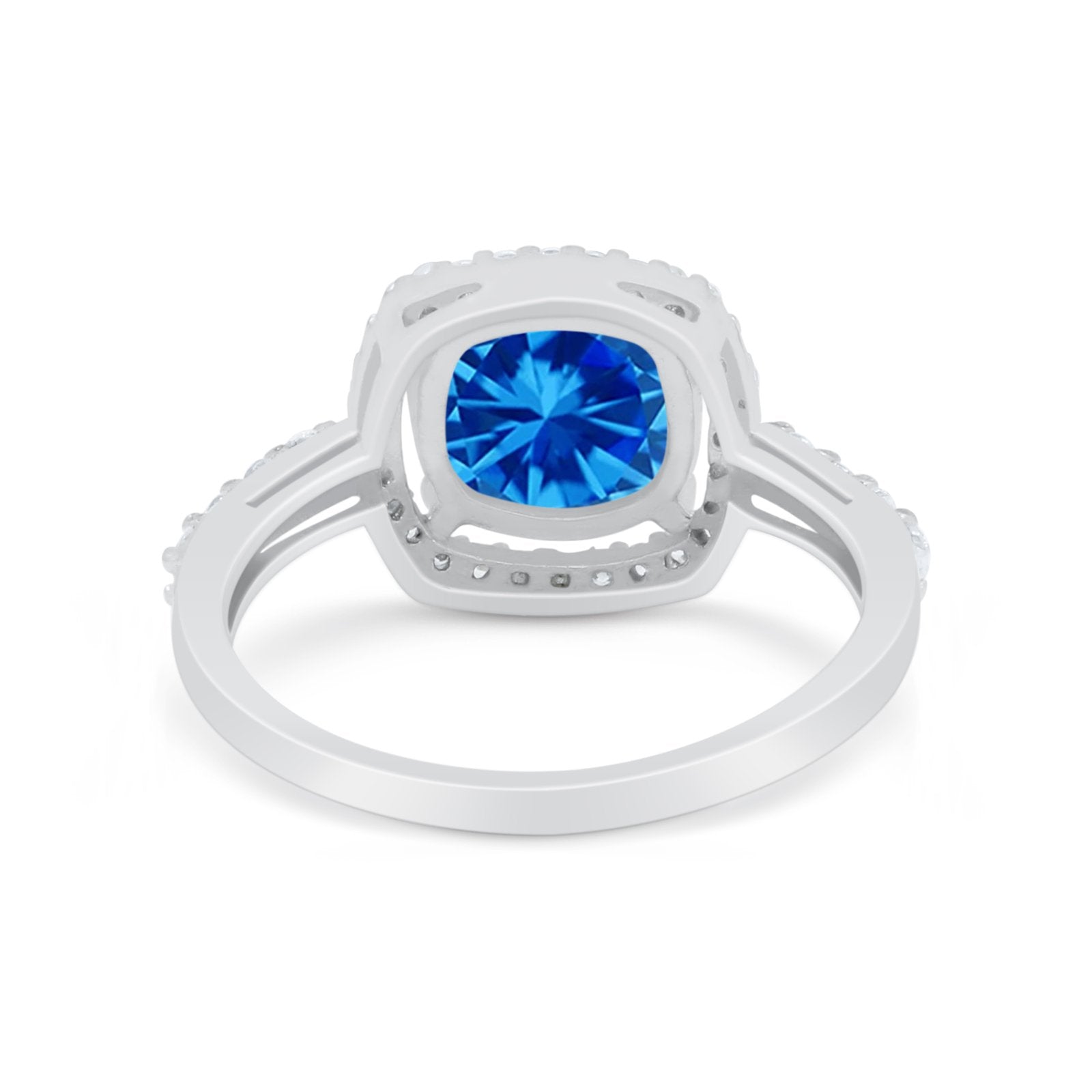Art Deco Cushion Cut Engagement Ring Simulated Cubic Zirconia 925 Sterling Silver