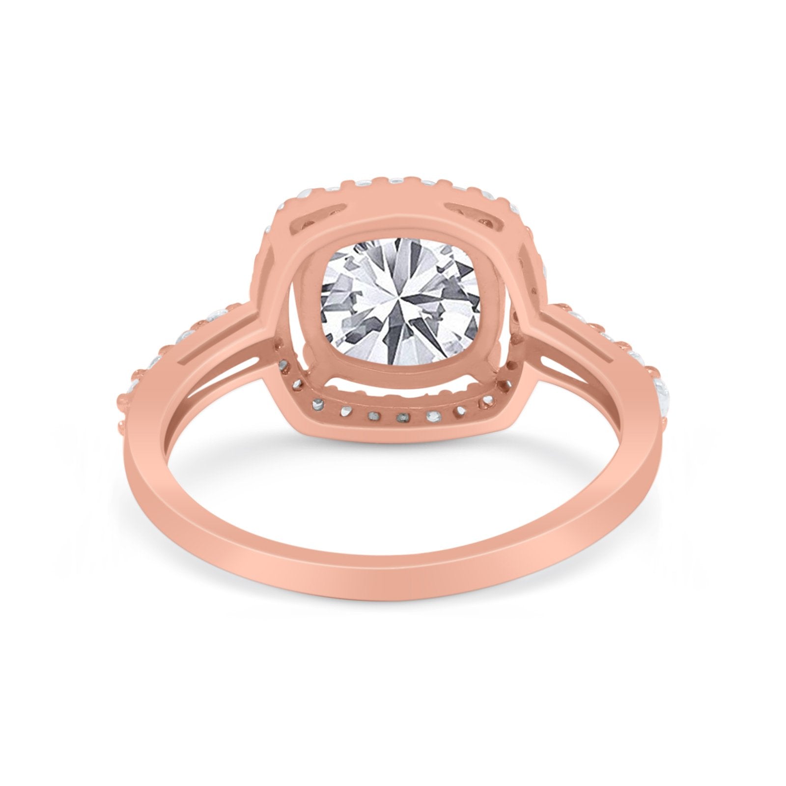 Art Deco Cushion Cut Engagement Ring Simulated Cubic Zirconia 925 Sterling Silver