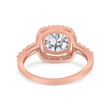 Art Deco Cushion Cut Engagement Ring Simulated Cubic Zirconia 925 Sterling Silver