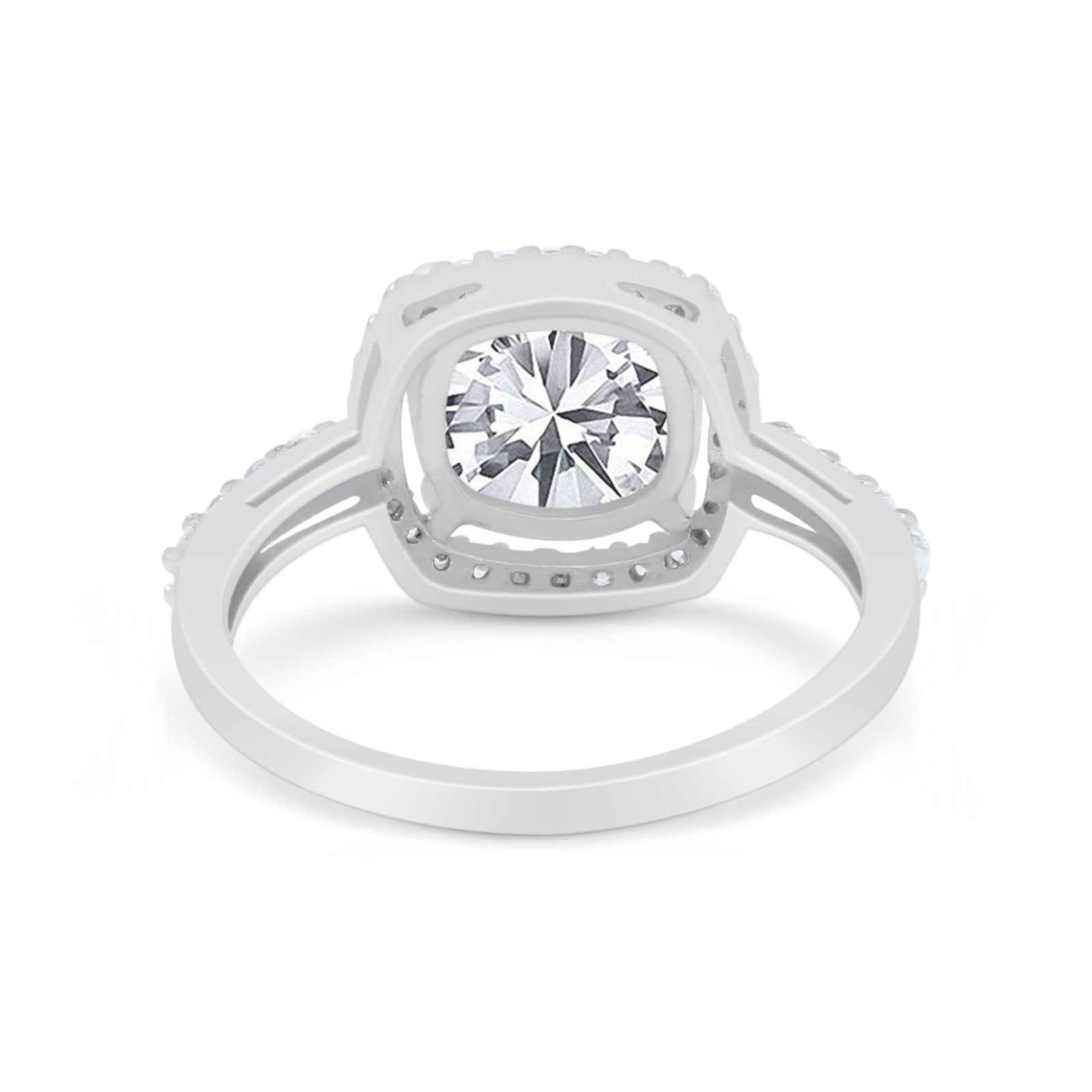 Art Deco Cushion Cut Engagement Ring Simulated Cubic Zirconia 925 Sterling Silver