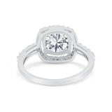 Art Deco Cushion Cut Engagement Ring Simulated Cubic Zirconia 925 Sterling Silver
