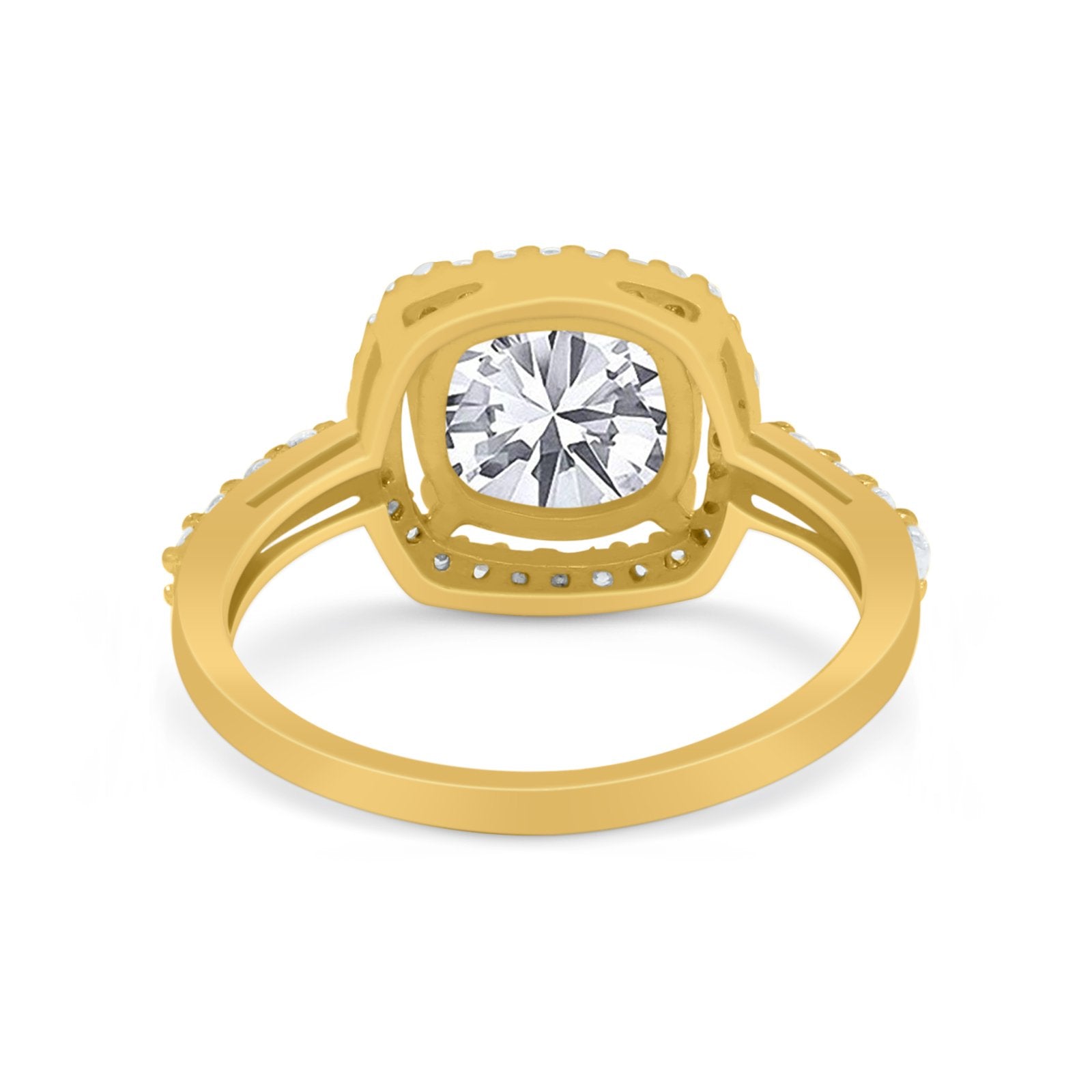 Art Deco Cushion Cut Engagement Ring Simulated Cubic Zirconia 925 Sterling Silver