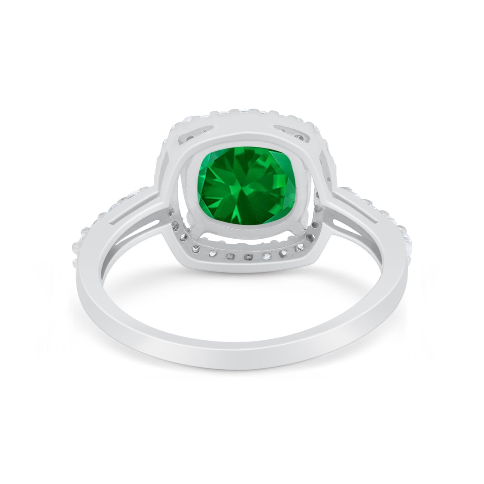 Art Deco Cushion Cut Engagement Ring Simulated Cubic Zirconia 925 Sterling Silver