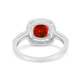 Art Deco Cushion Cut Engagement Ring Simulated Cubic Zirconia 925 Sterling Silver