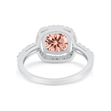 Art Deco Cushion Cut Engagement Ring Simulated Cubic Zirconia 925 Sterling Silver