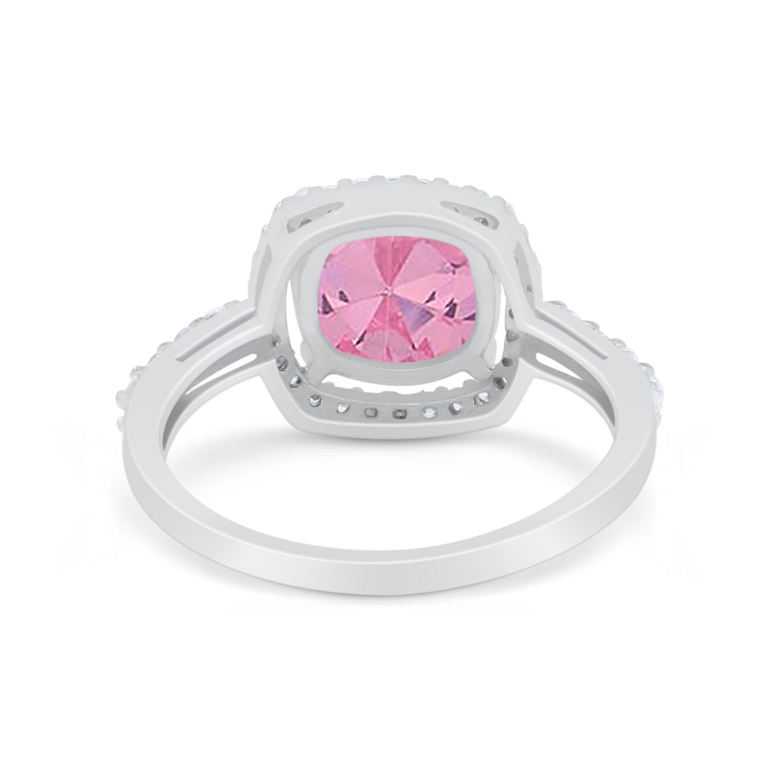 Art Deco Cushion Cut Engagement Ring Simulated Cubic Zirconia 925 Sterling Silver