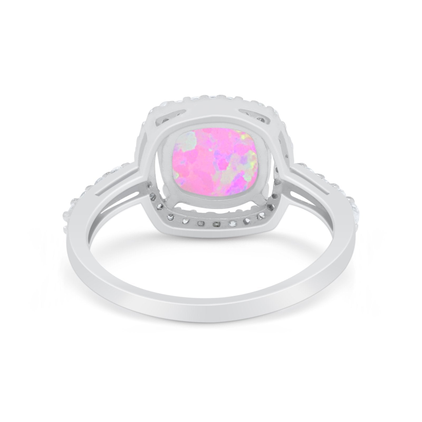 Art Deco Cushion Cut Engagement Ring Simulated Cubic Zirconia 925 Sterling Silver