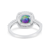 Art Deco Cushion Cut Engagement Ring Simulated Cubic Zirconia 925 Sterling Silver