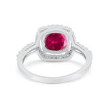 Art Deco Cushion Cut Engagement Ring Simulated Cubic Zirconia 925 Sterling Silver