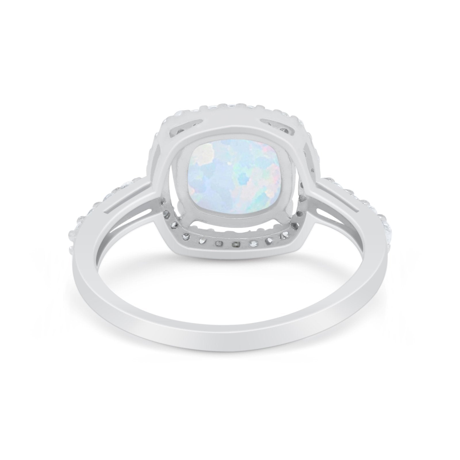 Art Deco Cushion Cut Engagement Ring Simulated Cubic Zirconia 925 Sterling Silver