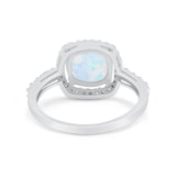 Art Deco Cushion Cut Engagement Ring Simulated Cubic Zirconia 925 Sterling Silver