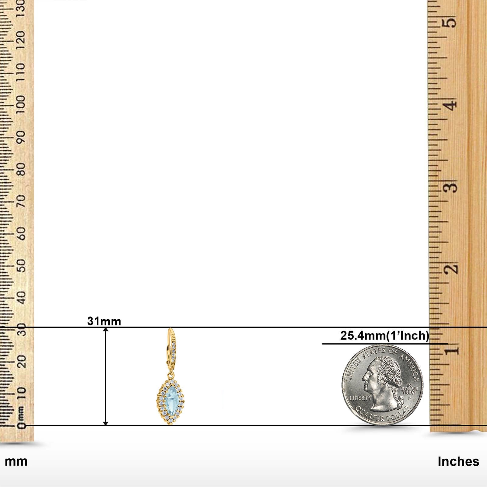 Halo Marquise Dangling Leverback Wedding Earrings Simulated Cubic Zirconia 925 Sterling Silver (31mm)