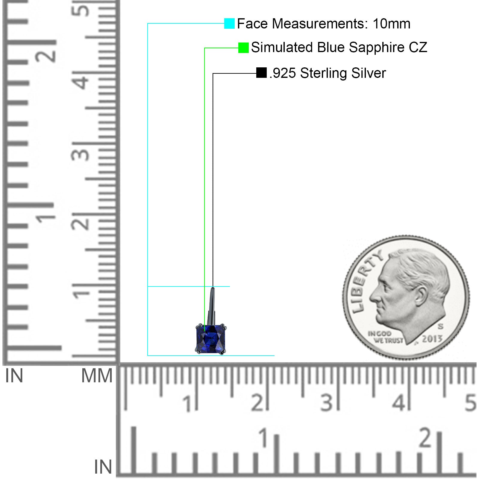 Cushion Leverback Earrings Cubic Zirconia 925 Sterling Silver