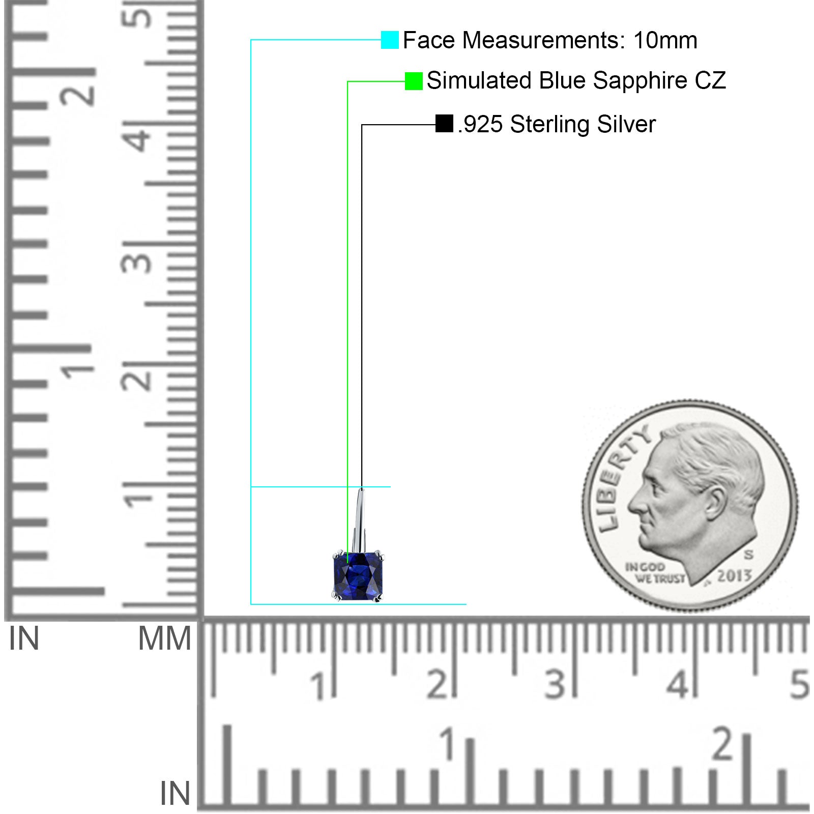 Cushion Leverback Earrings Cubic Zirconia 925 Sterling Silver