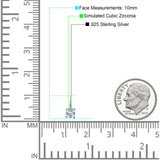 Cushion Leverback Earrings Cubic Zirconia 925 Sterling Silver