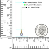 Cushion Leverback Earrings Cubic Zirconia 925 Sterling Silver