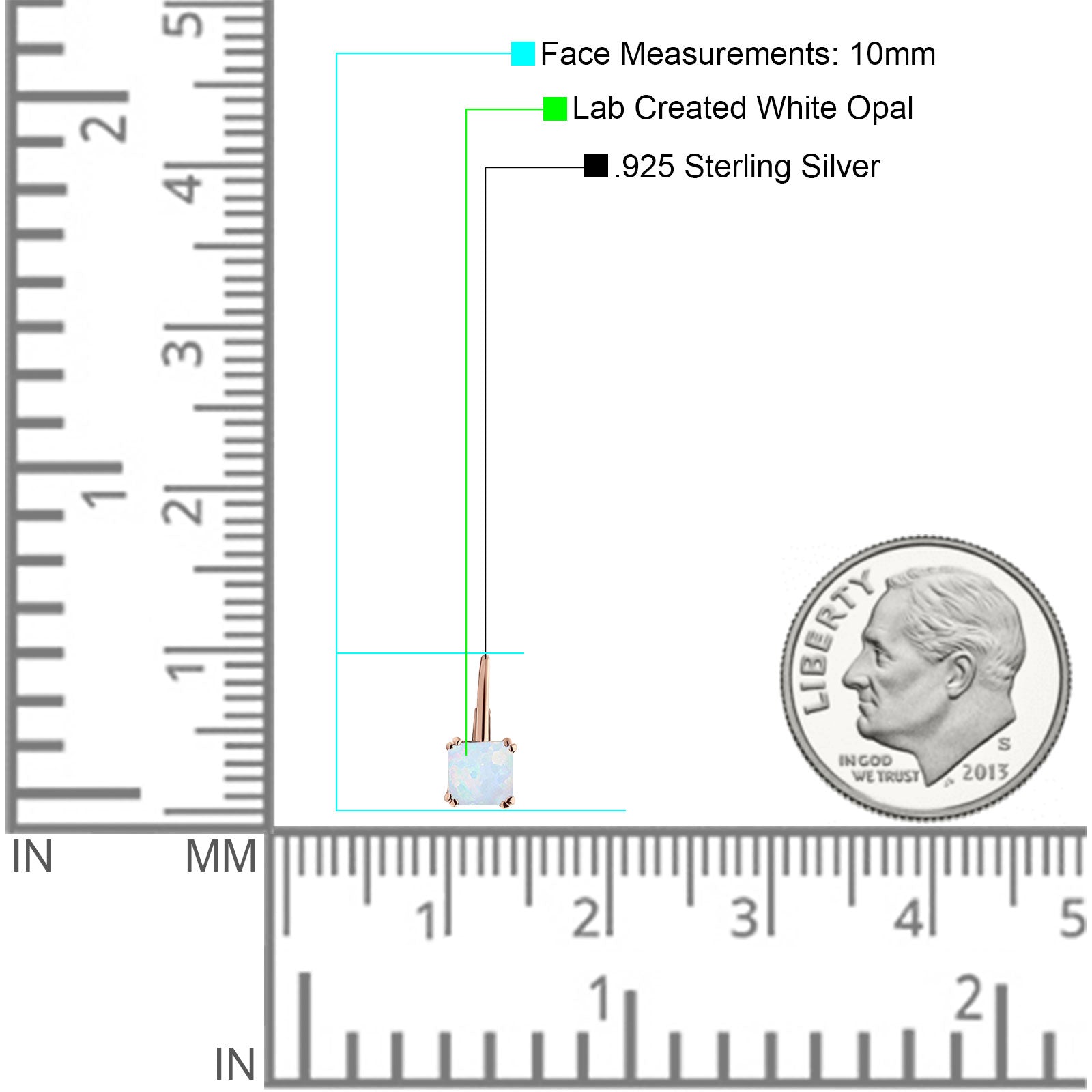 Cushion Leverback Earrings Cubic Zirconia 925 Sterling Silver