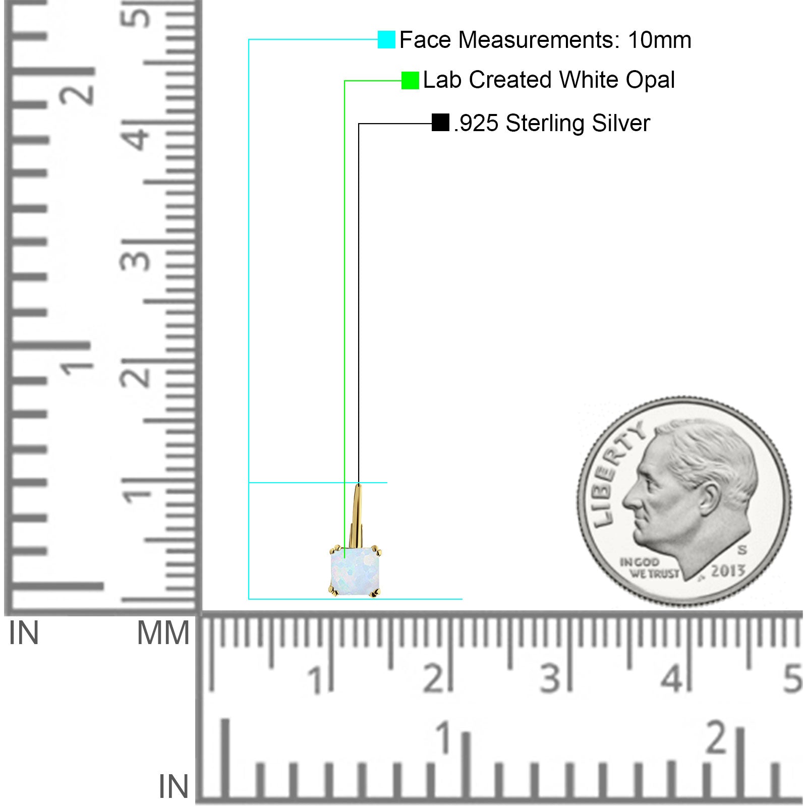 Cushion Leverback Earrings Cubic Zirconia 925 Sterling Silver