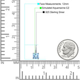 Cushion Leverback Earrings Cubic Zirconia 925 Sterling Silver