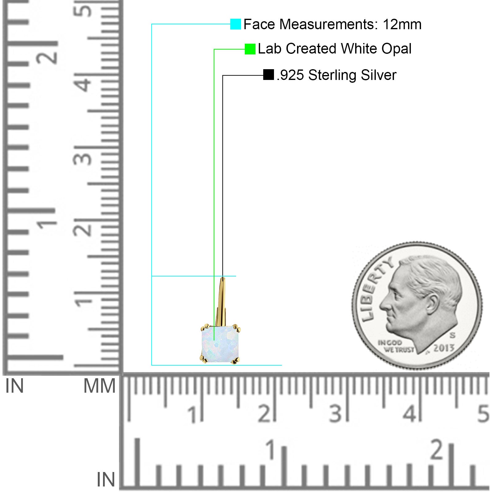 Cushion Leverback Earrings Cubic Zirconia 925 Sterling Silver