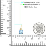 Cushion Leverback Earrings Cubic Zirconia 925 Sterling Silver