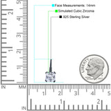 Cushion Leverback Earrings Cubic Zirconia 925 Sterling Silver