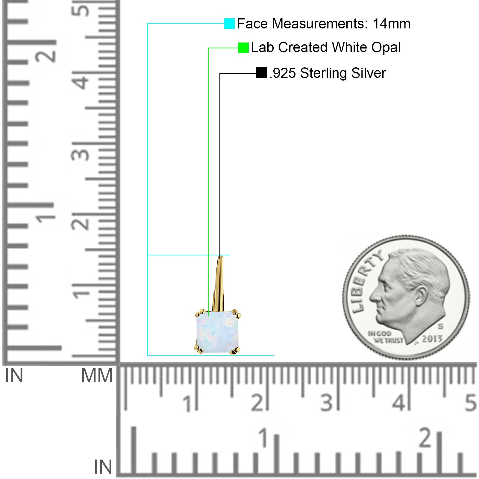 Cushion Leverback Earrings Cubic Zirconia 925 Sterling Silver