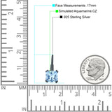 Cushion Leverback Earrings Cubic Zirconia 925 Sterling Silver