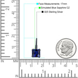 Cushion Leverback Earrings Cubic Zirconia 925 Sterling Silver