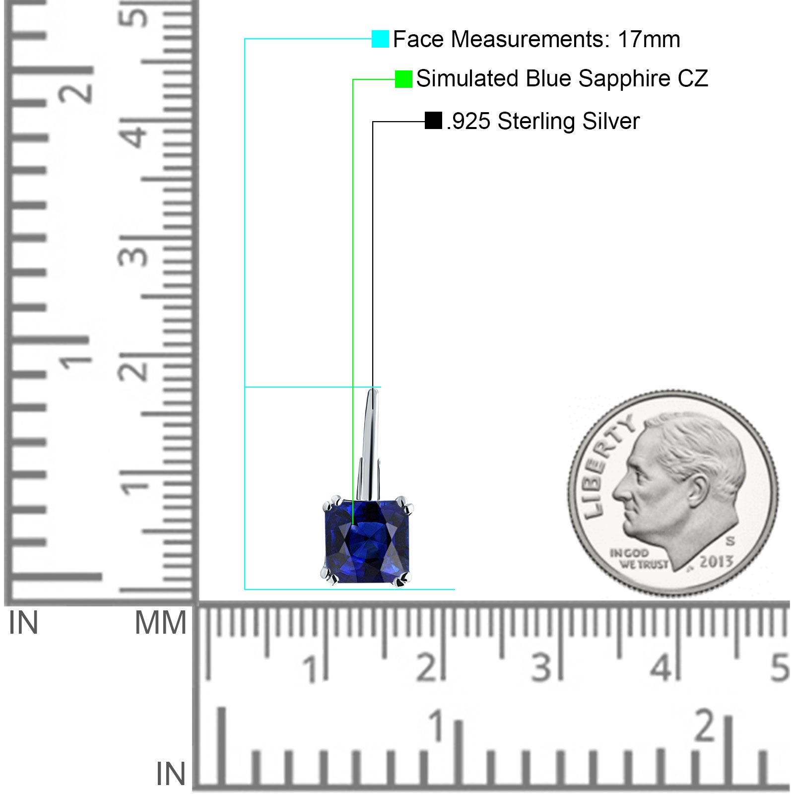 Cushion Leverback Earrings Cubic Zirconia 925 Sterling Silver