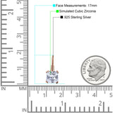 Cushion Leverback Earrings Cubic Zirconia 925 Sterling Silver