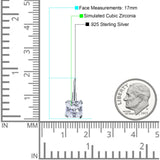 Cushion Leverback Earrings Cubic Zirconia 925 Sterling Silver