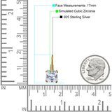 Cushion Leverback Earrings Cubic Zirconia 925 Sterling Silver