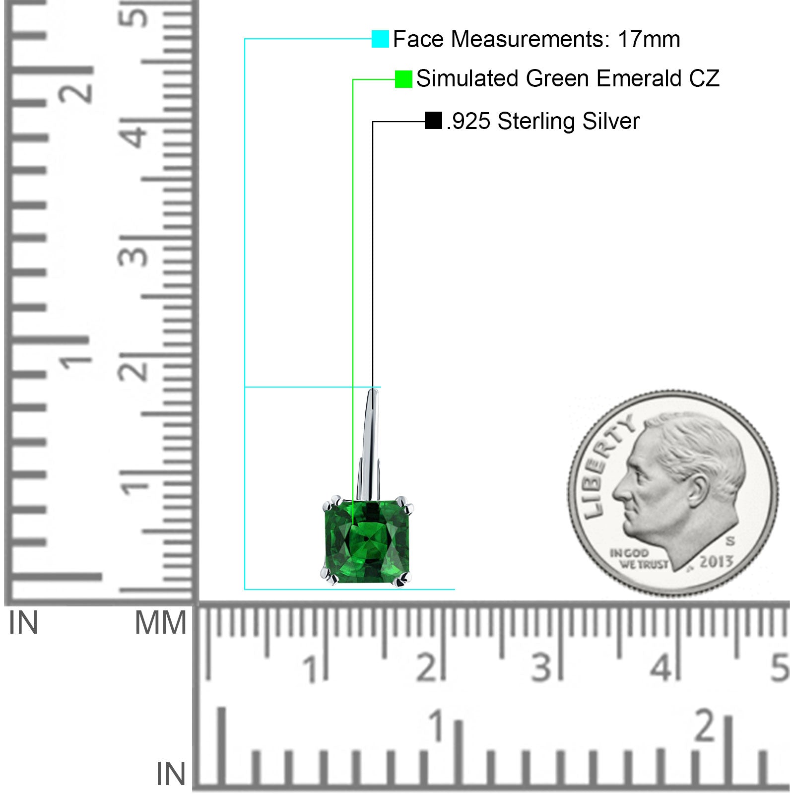 Cushion Leverback Earrings Cubic Zirconia 925 Sterling Silver