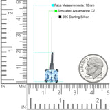 Cushion Leverback Earrings Cubic Zirconia 925 Sterling Silver