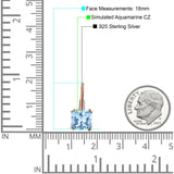 Cushion Leverback Earrings Cubic Zirconia 925 Sterling Silver