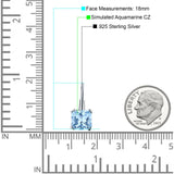 Cushion Leverback Earrings Cubic Zirconia 925 Sterling Silver