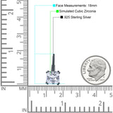 Cushion Leverback Earrings Cubic Zirconia 925 Sterling Silver