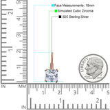 Cushion Leverback Earrings Cubic Zirconia 925 Sterling Silver