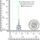 Cushion Leverback Earrings Cubic Zirconia 925 Sterling Silver