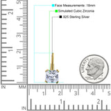 Cushion Leverback Earrings Cubic Zirconia 925 Sterling Silver