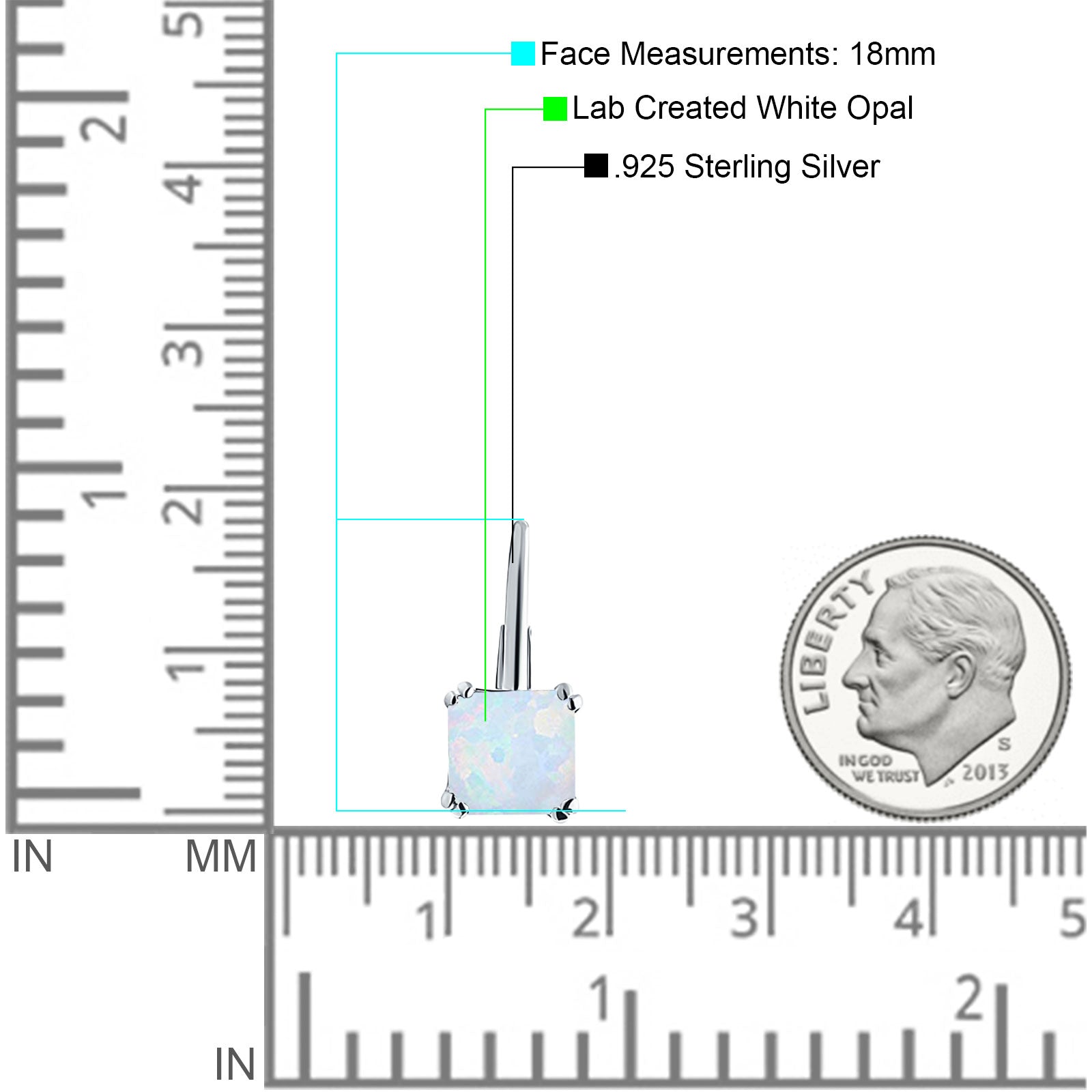 Cushion Leverback Earrings Cubic Zirconia 925 Sterling Silver