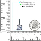 Asscher Leverback Earrings Cubic Zirconia 925 Sterling Silver